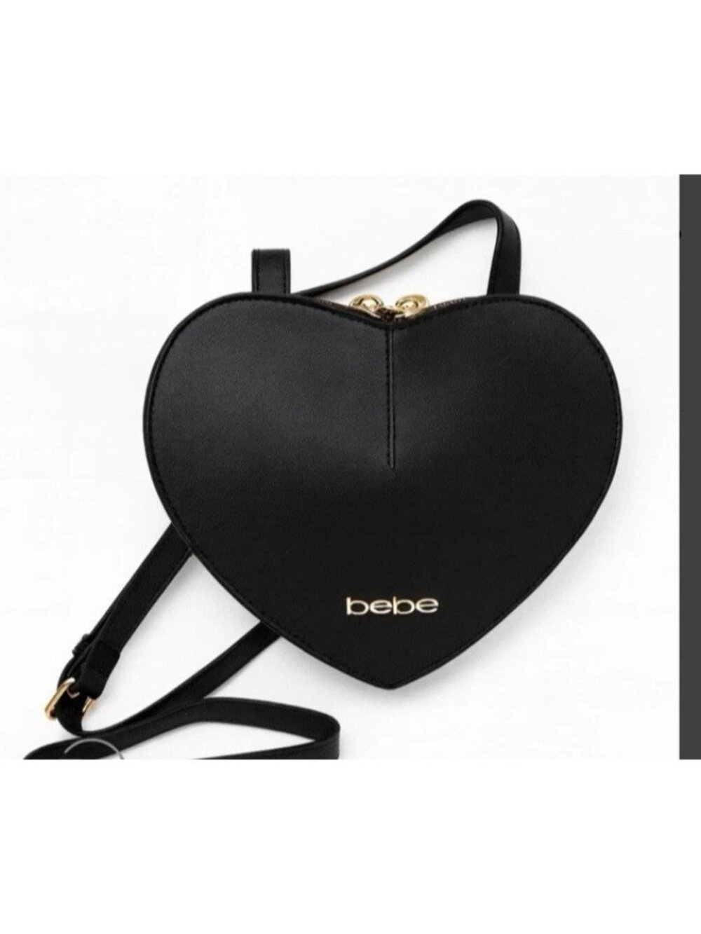 Bebe Black Heart Crossbody Bag Gold Hardware Y2K Coquette NWT Party Evening